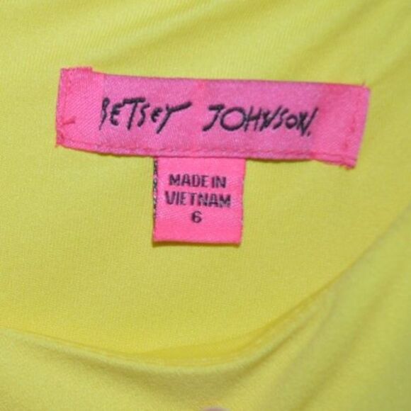 NWT Betsey Johnson Yellow New Spring Sun Scuba Crepe Dress FLO6K29 Sleeveless 6 - Picture 10 of 10
